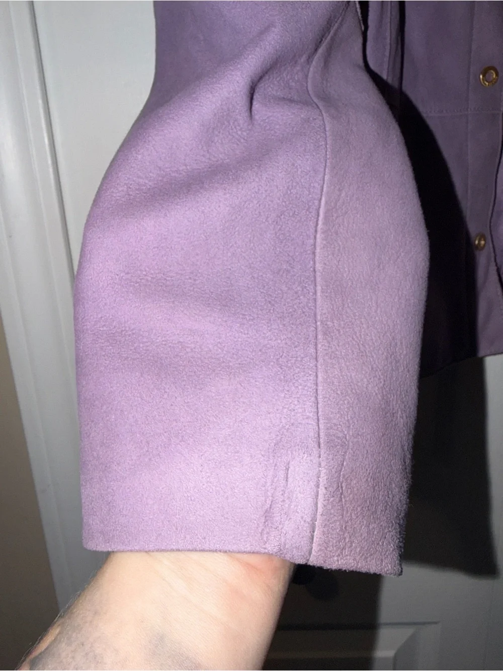 Vintage Y2K Lavender Snap-Front Suede Jacket Size L